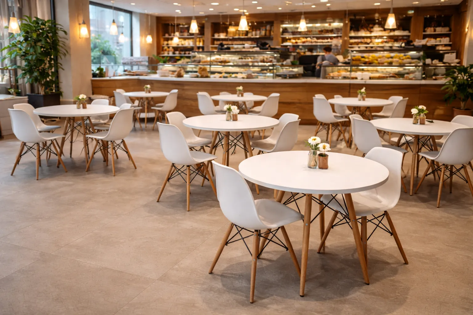 Cafeteria vazia com amplitude e aramados