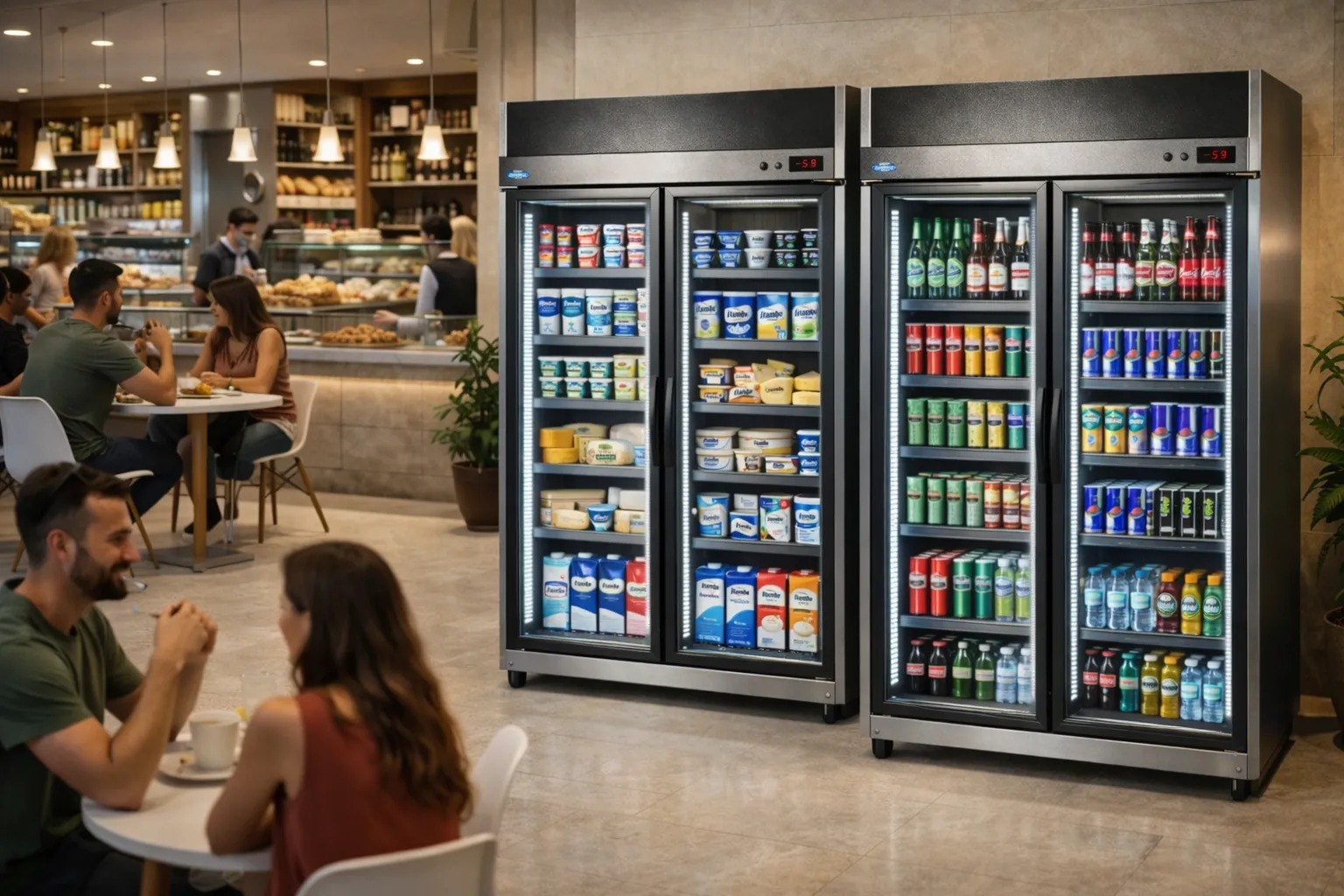 Padaria premium com dois Refrigerador expositores em destaque