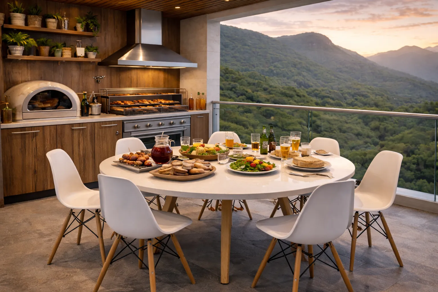 Varanda gourmet vazia com amplitude